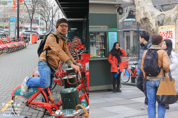 ride the bicycle in hangzhou